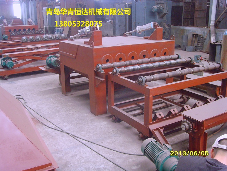 生产中的油管内壁喷丸机